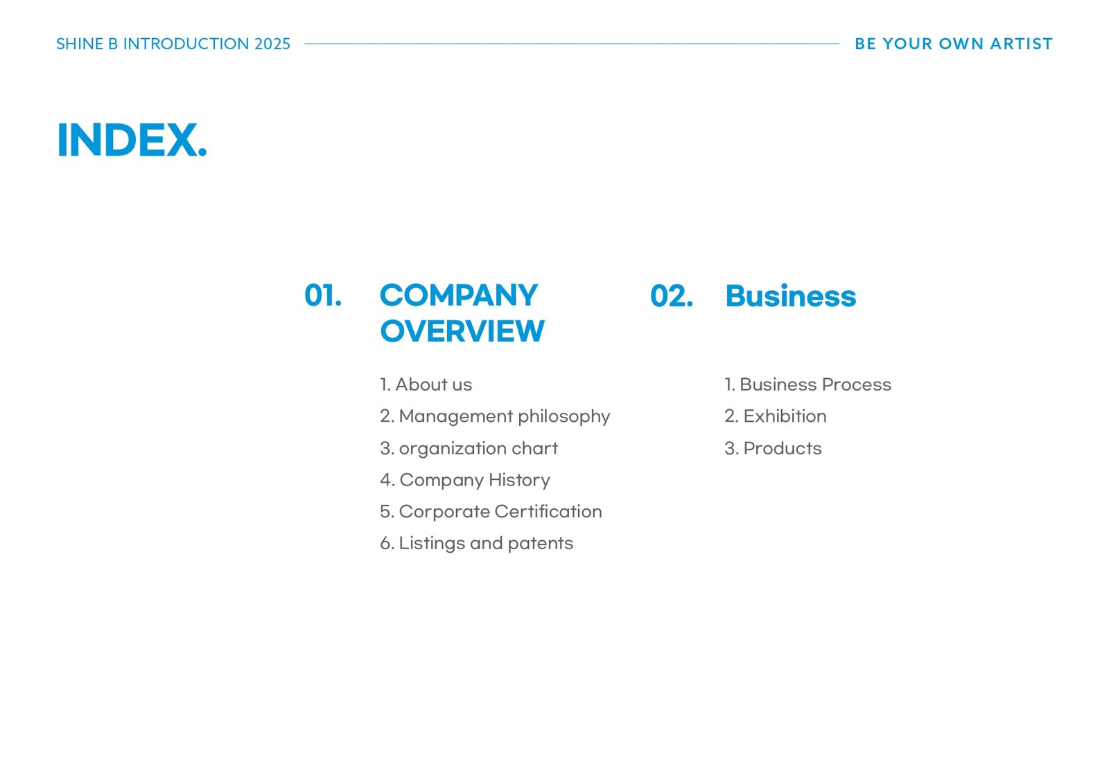 SHINE B Company Introduction Slide 2